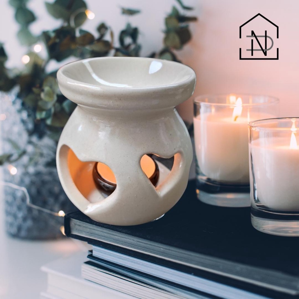 Đèn Xông Tinh Dầu Gốm Sứ Trắng Bát Tràng | Đèn Đốt Nến Mini Decor Phòng Ngủ