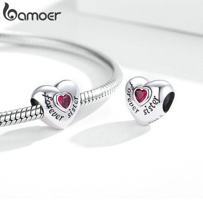 Hạt Trang Sức Bamoer SCC1835 Bạc Sterling 925 In Chữ Forever Love Sáng Tạo Bắt Mắt Cho Nữ