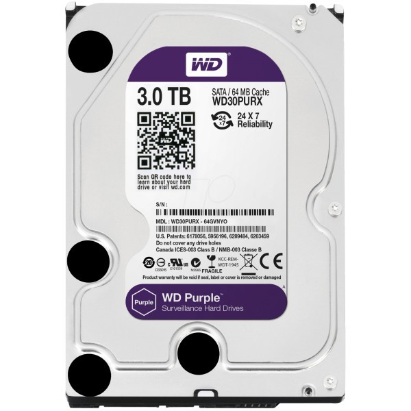 HDD 💎𝓕𝓡𝓔𝓔𝓢𝓗𝓘𝓟💎 Ổ CỨNG HDD PC WesternDigital 3TB Purple (Chuyên Camera) - BH 24 THÁNG SPTECH COMPUTER | BigBuy360 - bigbuy360.vn