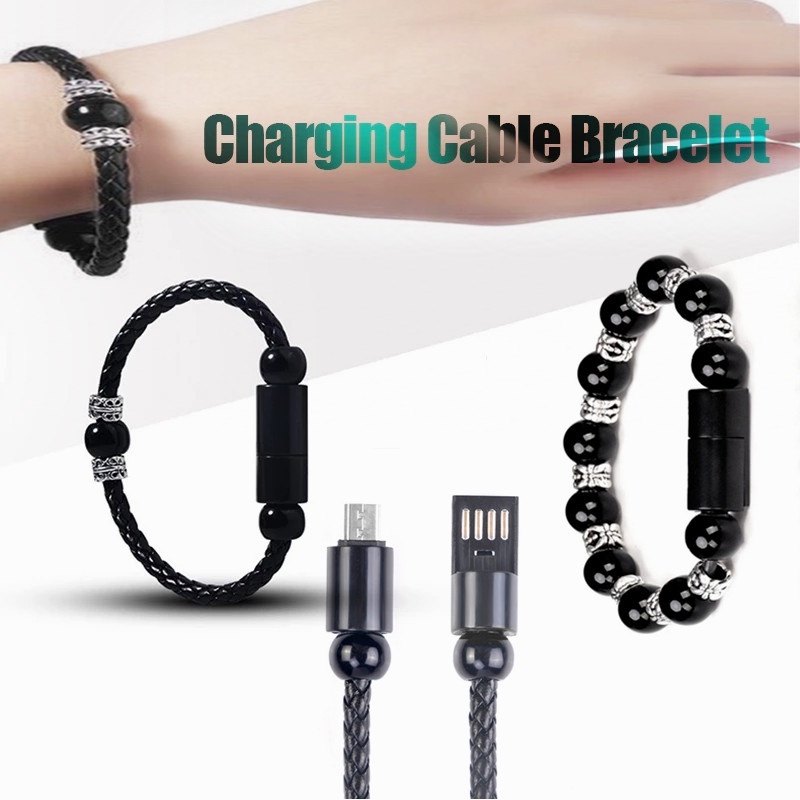 Dây Cáp Sạc Truyền Dữ Liệu Micro USB Type C Thiết Kế Dạng Vòng Đeo Tay Nhỏ Gọn Dành Cho Điện Thoại