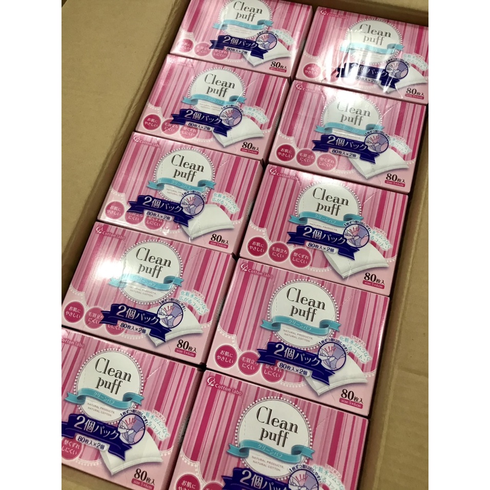&lt; Sản phẩm bán chạy số 1 Nhật Bản&gt; Bông tẩy trang cao cấp  Clean Fuff hộp 80 miếng