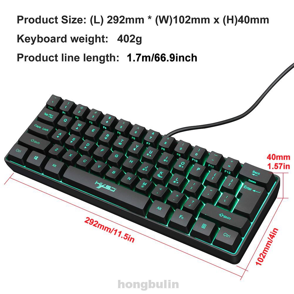 Multicolor Mini Ergonomic Plug And Play USB Wired Computer Peripherals RGB Backlit Gaming Keyboard