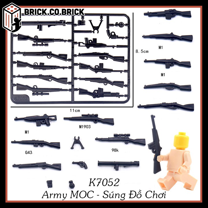 Phụ kiện MOC Army Vũ Khí Hiện Đại Đồ Chơi Lắp Ráp Minifig Mô Hình Sáng Tạo Trang Trí Quân Đội K7052