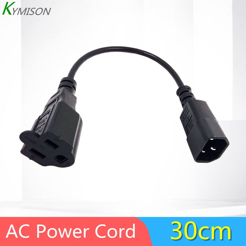 1ft IEC 320 C14 Nam Cắm Vào NEMA 5-15R 3 Prong Nữ PC Power Adapter Cáp Đen 0.3m