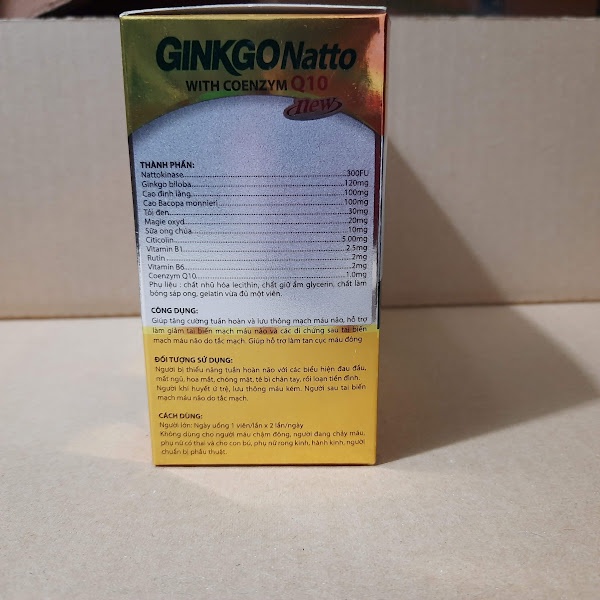 Hoạt huyết dưỡng não GINKGO NATTO New vàng - tăng cường lưu thông máu não ,phòng ngừa tai biến