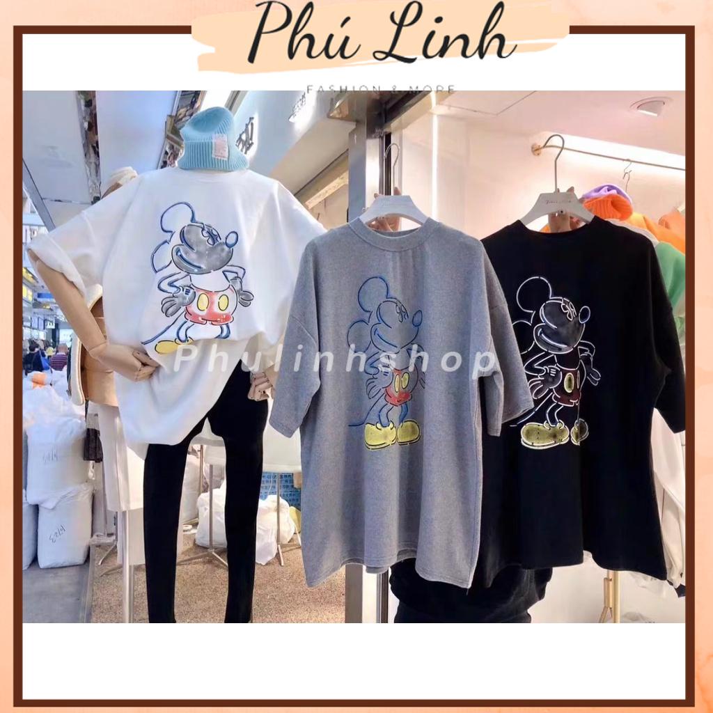 MS008 Áo thun unisex mickey hoạt hình, áo thun nam nữ cổ tròn cotton