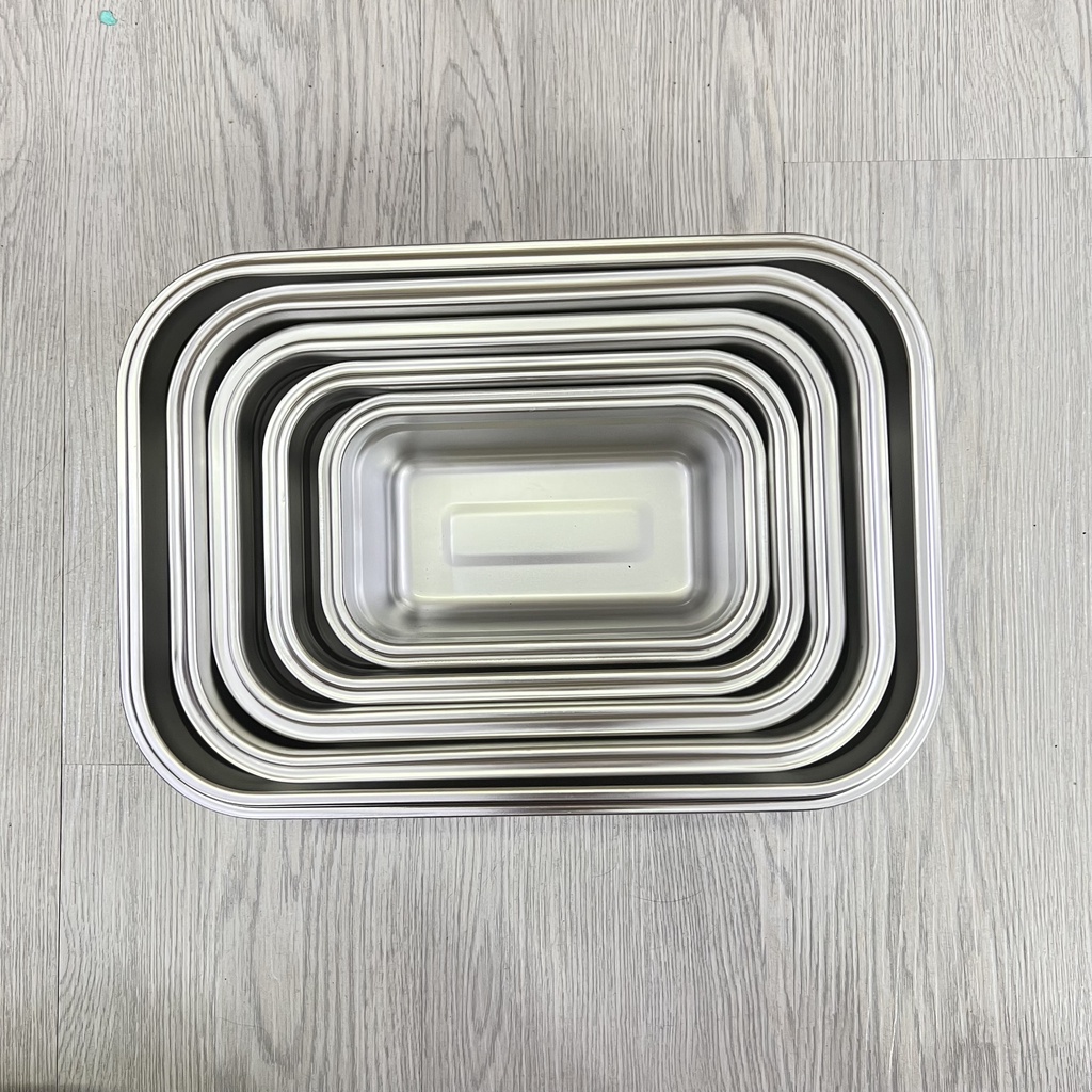 COMBO 5 HỘP ĐỰNG THỰC PHẨM NẮP NHỰA - Khay inox đựng topping trà sữa thức ăn thực phẩm lưu trữ kho đông lạnh