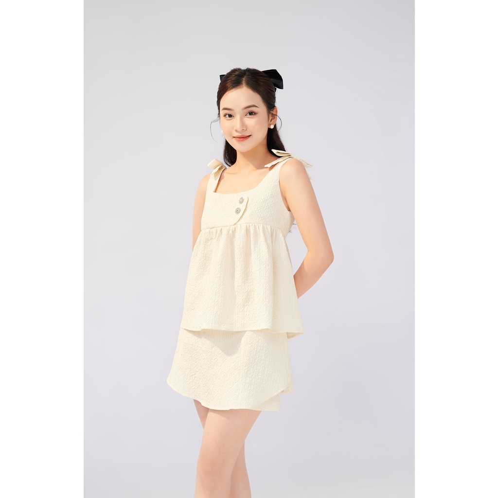 Somee studio Áo 2 dây baby doll đính đá Jardin top