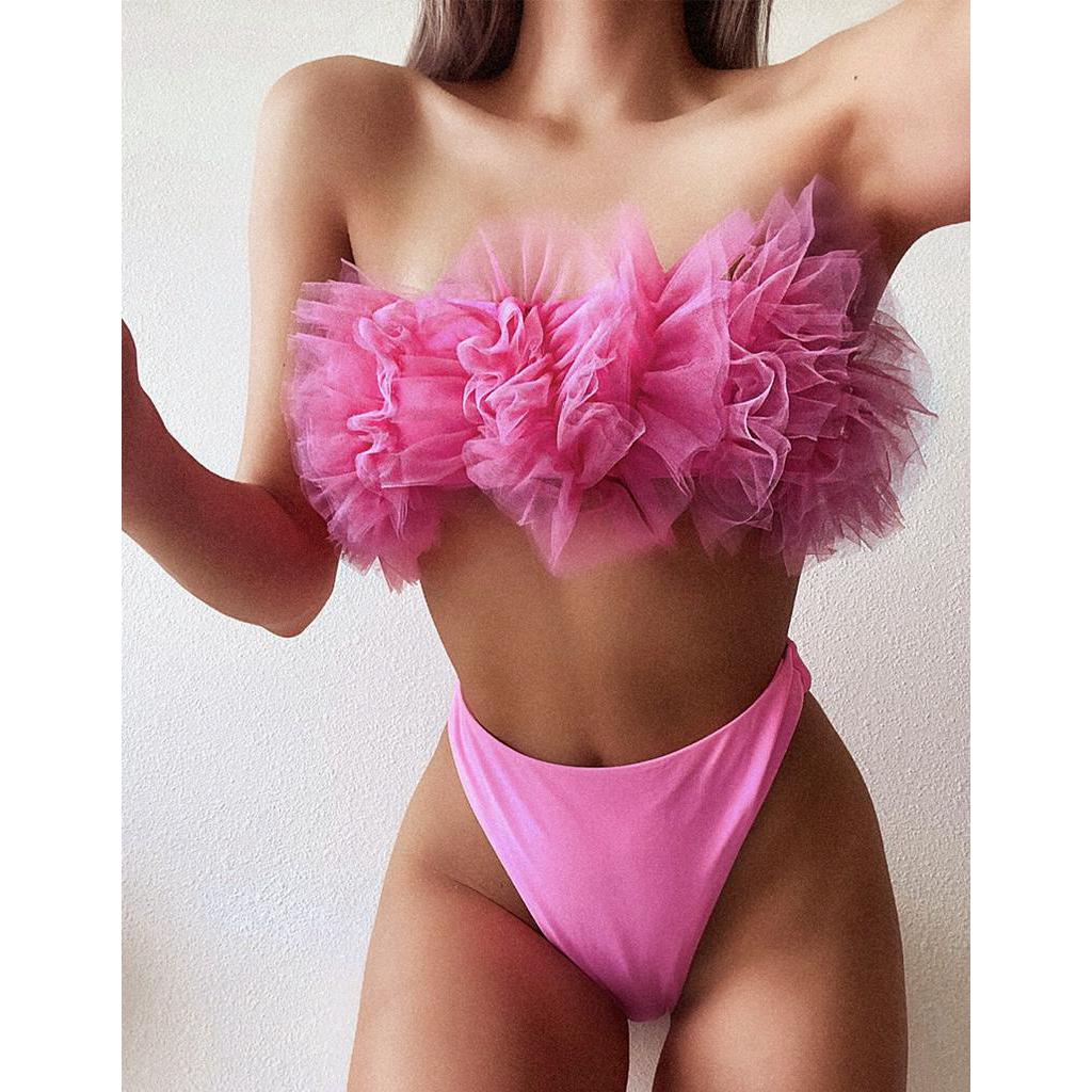 DUNEA Áo tắm bikini lưới cúp ngực cho nữ