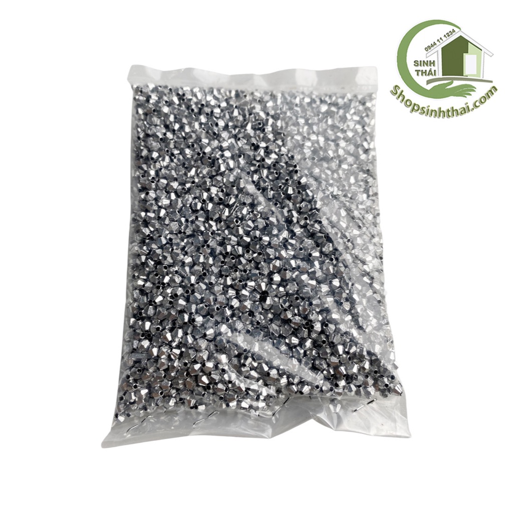 Bịch hạt cườm lục giác màu bạc, hạt cườm trang trí