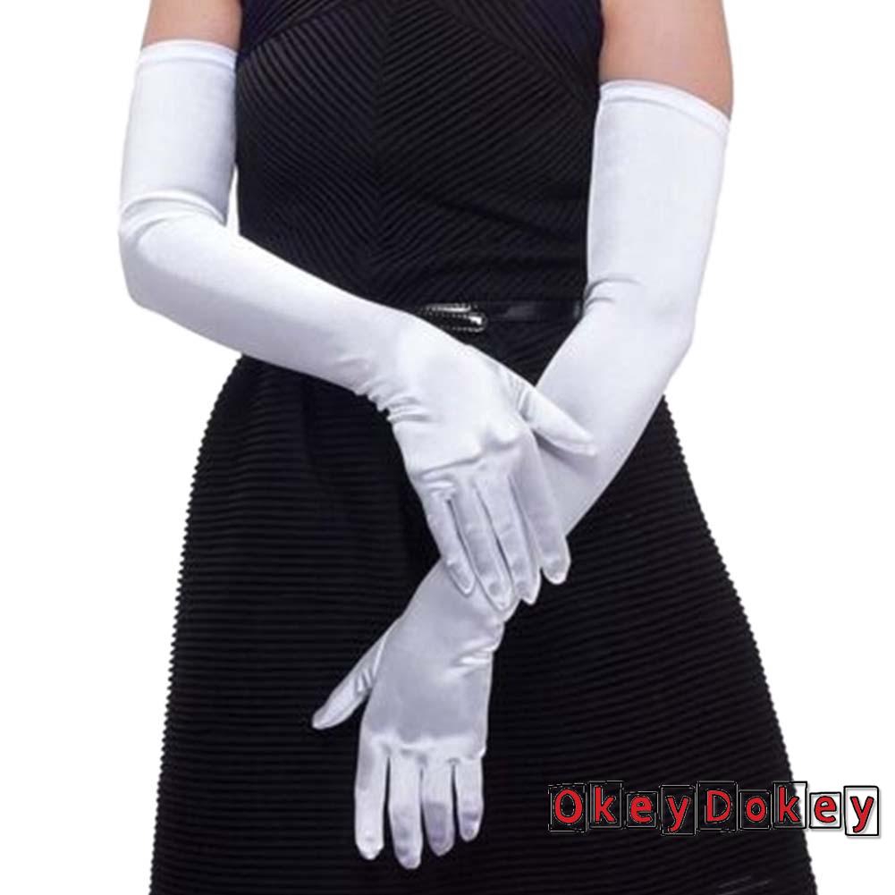 Đôi găng tay dài bằng satin thời trang dự tiệc cho nữ