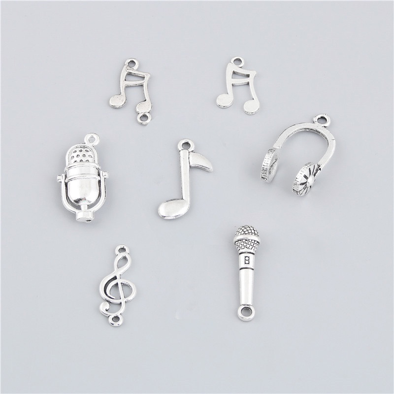 Set 10 Mặt Dây Chuyền Bạc Hình Nốt Nhạc
