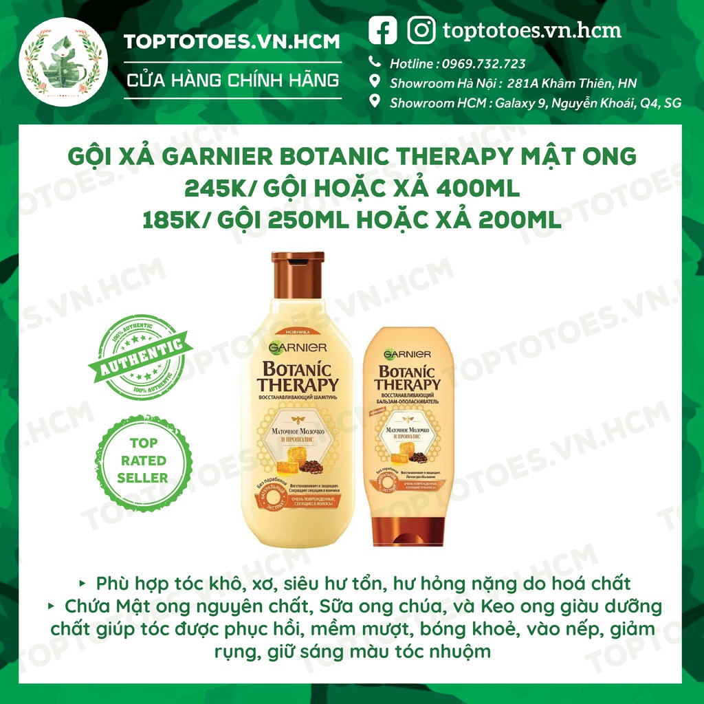 Gội xả Garnier Botanic Therapy Mật ong phục hồi tóc siêu hư tổn, làm bóng và vào nếp tóc