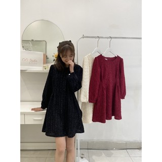 Váy dạ tweed xoè chiết eo CICISTUDIO
