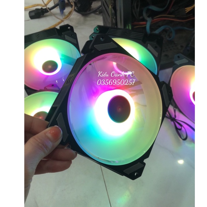 Quạt Tản Nhiệt, Fan Led RGB Coolmoon V7 Có Điều Tốc PWM - Led Sync Main 3 Pin 5v Bộ Hub Coolmoon P-ARGB PWM
