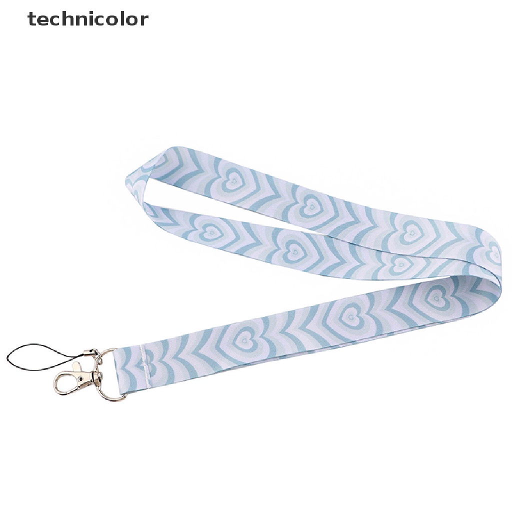 Dây Đeo Cổ Gắn Điện Thoại / Chìa Khóa / Thẻ ID Họa Tiết Trái Tim Màu Xanh Dương