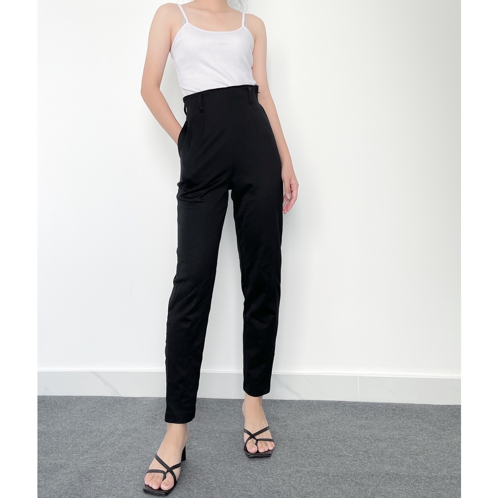 Quần Tây Nhật Màu Đen Dáng Suông Lưng Cao - L BY LEOBOX - Hand-picked Collection - 2nd Hand