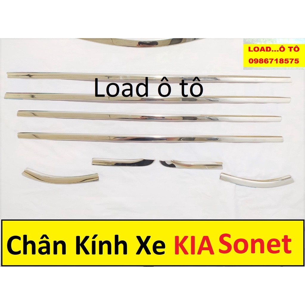 Ốp Nẹp Viền Chân Kính, Cong Kính Xe KIA Sonet 2022-2023 Mẫu Inox 304 Sáng Bóng