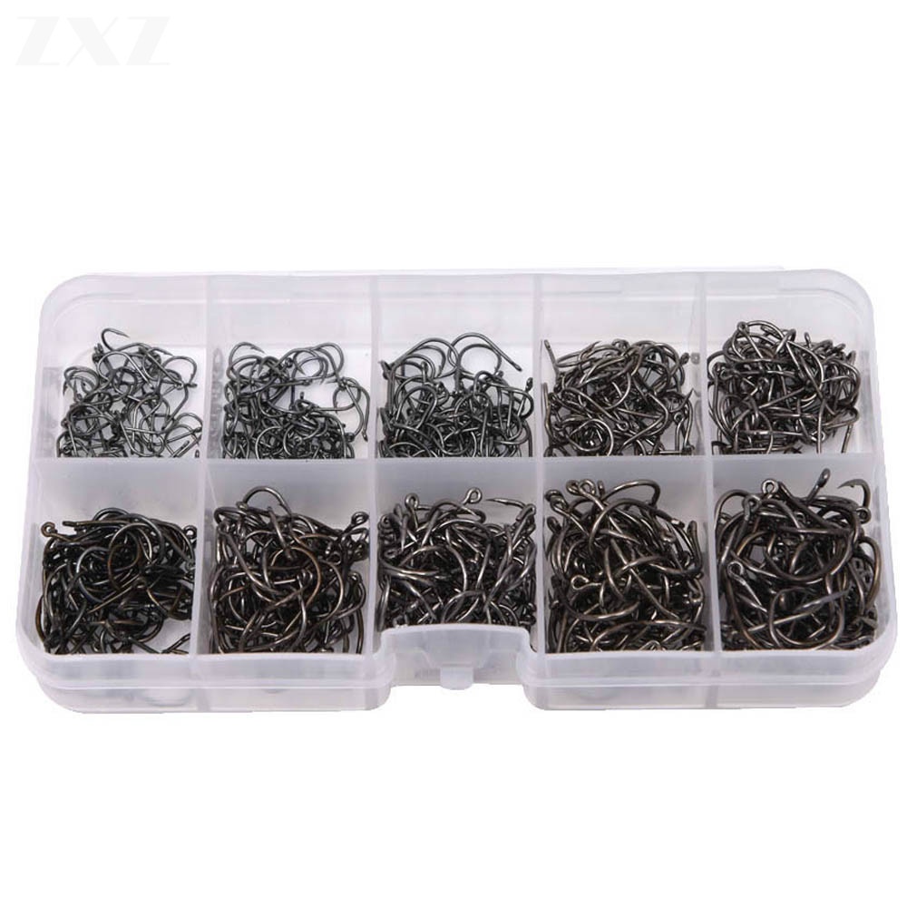 Set 500/600 Lưỡi Câu Cá Màu Vàng/Đen 10 Kích Cỡ 3 Kích Cỡ#-12# Bộ Lưỡi Câu Cá Siêu Nhọn Chuyên Dụng