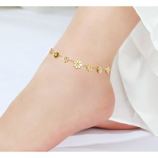 Lắc chân titan hoa mai (màu vàng) TT2674- Cam kết không đen