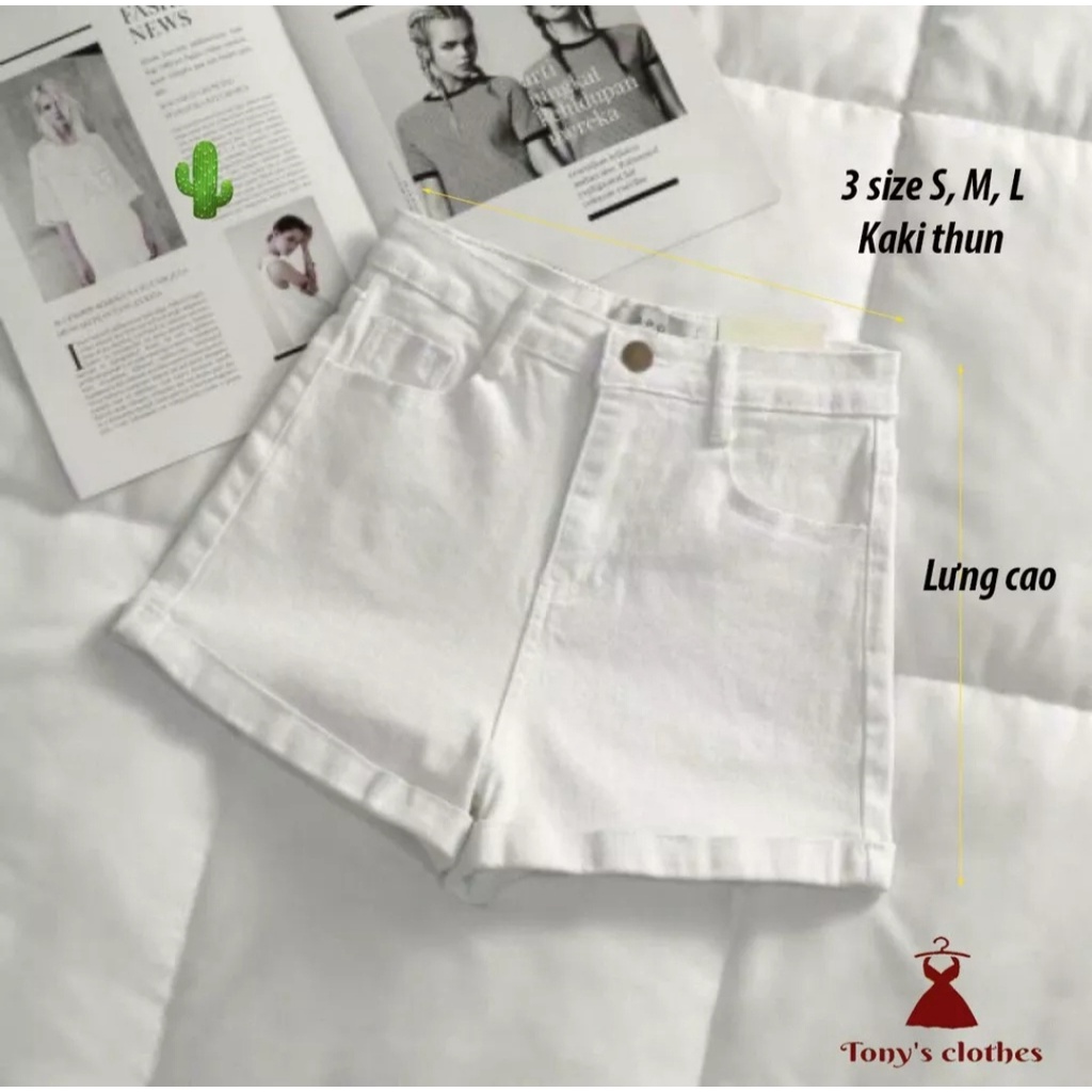 Quần short nữ,Quần đùi nữ vải kaki jean lưng cao hàn quốc hai màu trắng đen lật gấu cạp cao SIZE từ 35kg đến 55kg