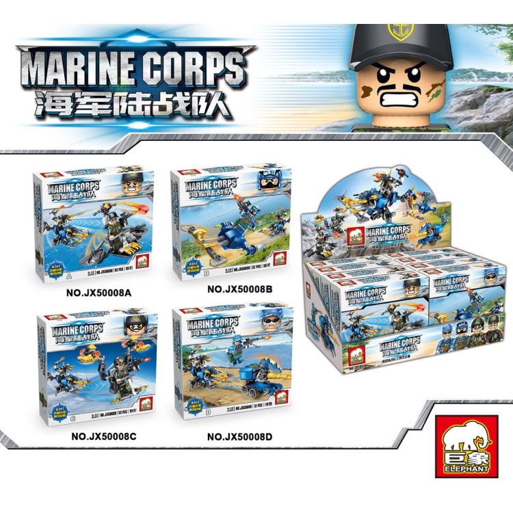 Mô hình lắp ráp Non Lego Lính Thủy Đánh Bộ JX5008   1 bộ 4 hộp