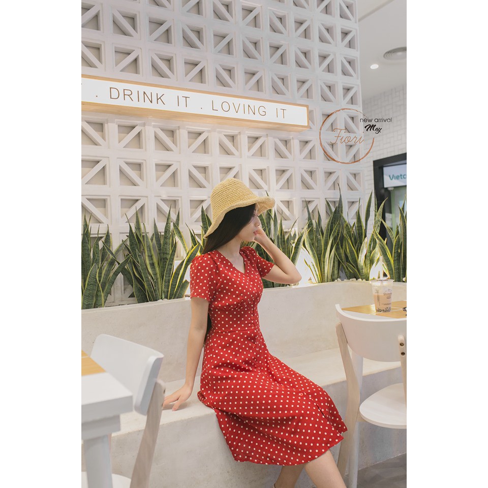 Đầm maxi đỏ chấm bi | BigBuy360 - bigbuy360.vn