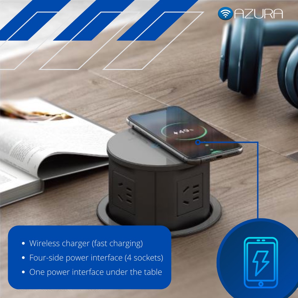 Ổ Cắm Âm Bàn Đa Năng 15W Cơ Học Dùng Cho Văn Phòng/Bếp AZURA | AUS-POP11