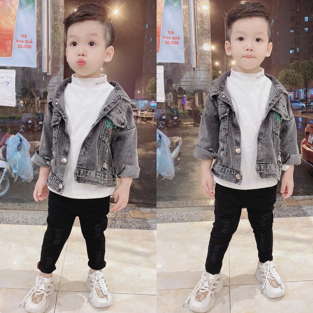 SIZE ĐẠI 8-40KG: Quần kaki ĐEN/ TRẮNG phối cào rách sành điệu - QKDT22