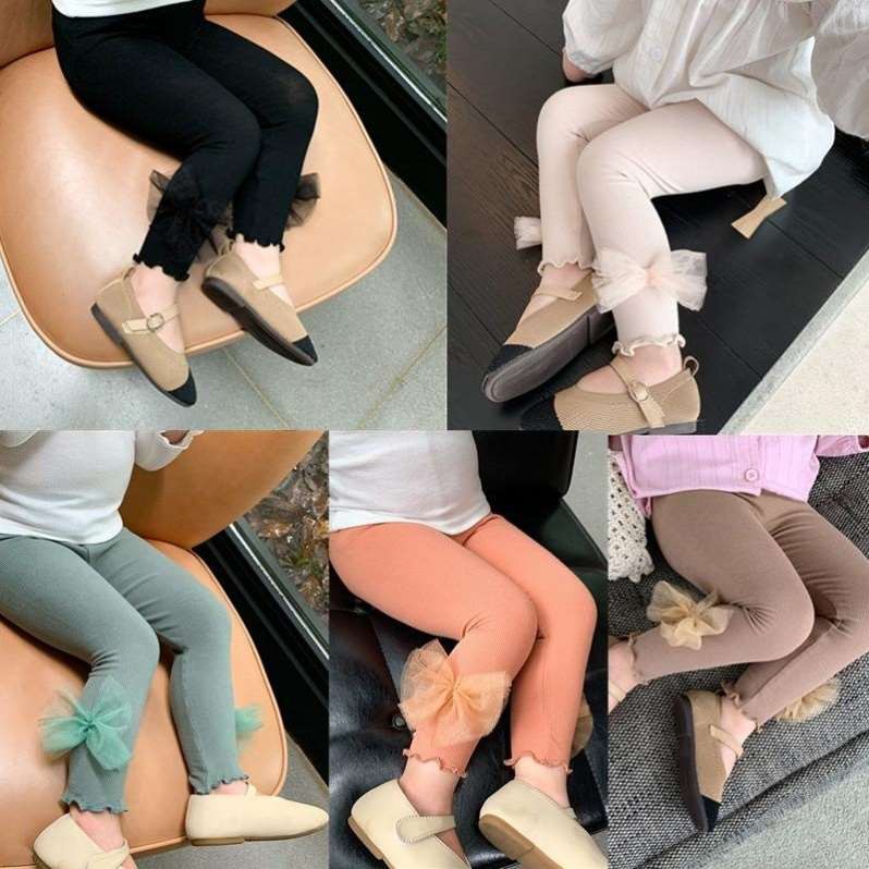 Quần legging phối nơ ren xinh xắn dành cho bé gái