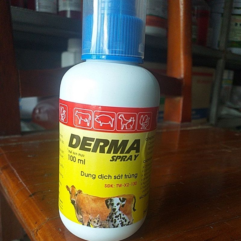xịt vết thuơ.ng derma spray, dung di.ch sát tr.ùng, chố.ng vi.êm, lở l.oét, l.ong móng, mụn nh.ọt, chảy m.áu, thú y, pet