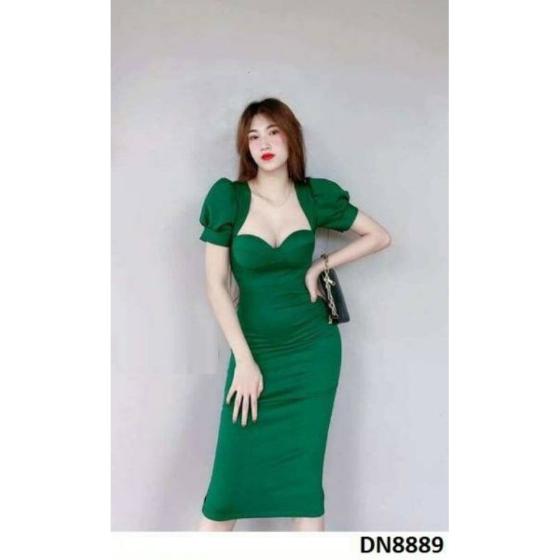 Đầm cúp quả ngực tay lo phồng kute
