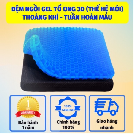 [FREESHIP] Đệm lót ghế 3D Gel Silicone thoáng khí cao cấp chống đau mỏi - Tặng bọc vải đệm