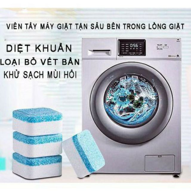 Vệ sinh lồng máy giặt sạch sẽ, giệt khuẩn (hộp 12 viên)