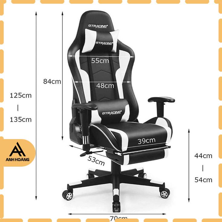 Ghế Gaming Stream GT Racing da pu tay điều chỉnh, ngả 180°