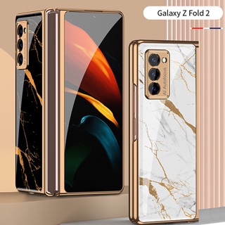 Ốp điện thoại mặt kính cường lực mạ điện sang trọng bảo vệ toàn diện cho Samsung Galaxy Z Fold 2 ZFold2 Z Fold2 5G