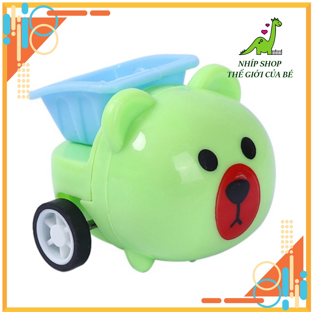 Đồ chơi xe ô tô mini công trình dễ thương hình thú cho bé đồ chơi vặn cót
