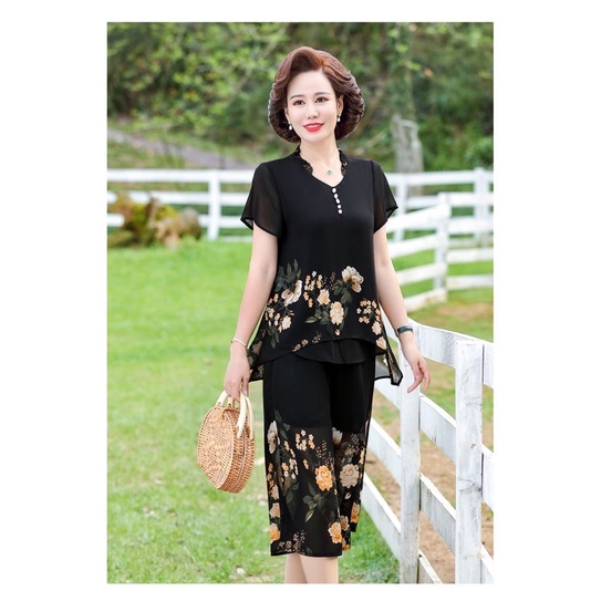 Bộ quần áo trung niên voan