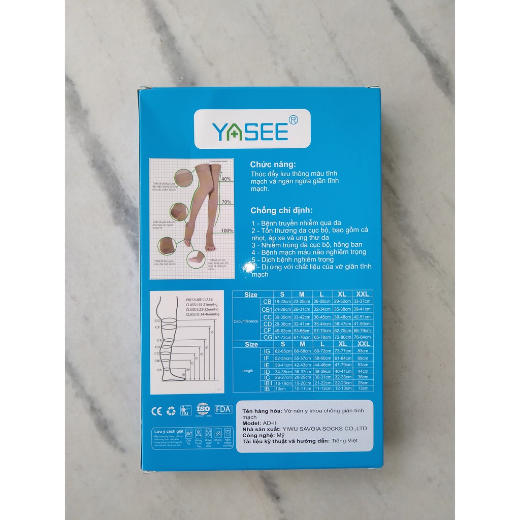 Vớ Đùi - Suy Giãn Tĩnh Mạch Yasee - Tất đùi y khoa hỗ trợ, ngăn ngừa