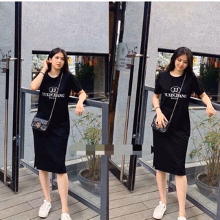 Váy suông in chữ JJ 3 màu chất cotton cá tính