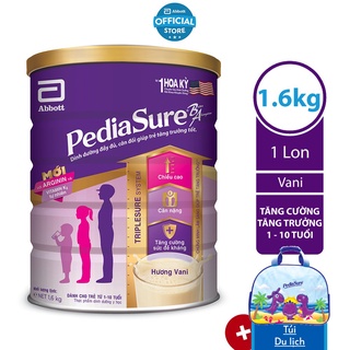 Date 2024- combo sữa bột pediasure hương vani lon 1.6kg kèm ba lô