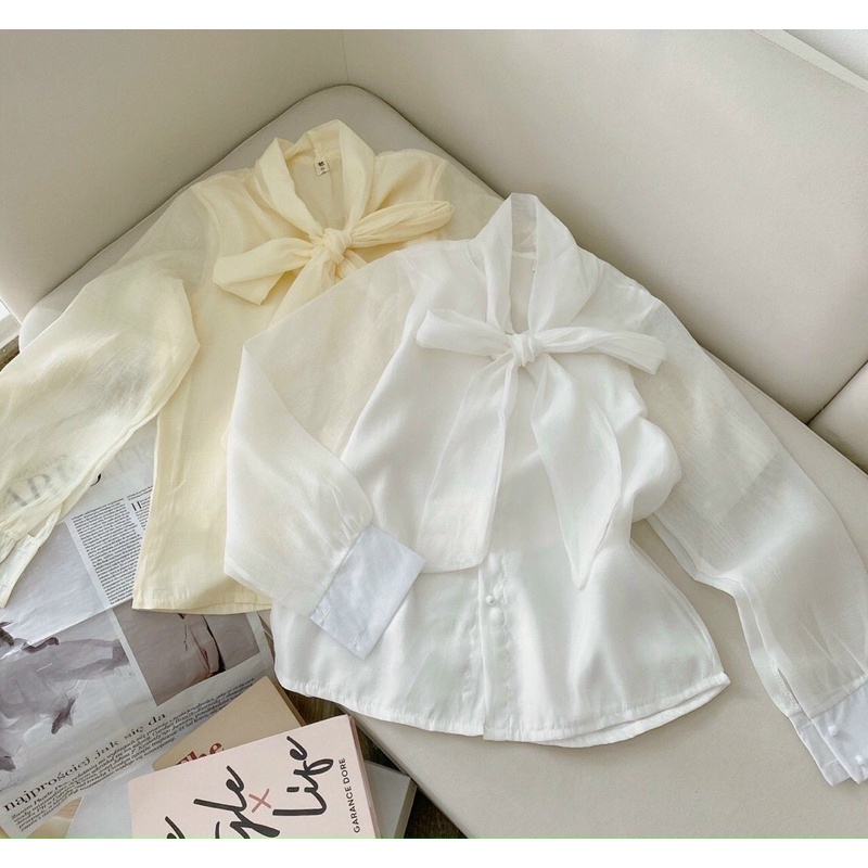 ÁO SƠ MI VOAN NƠ 2 MÀU