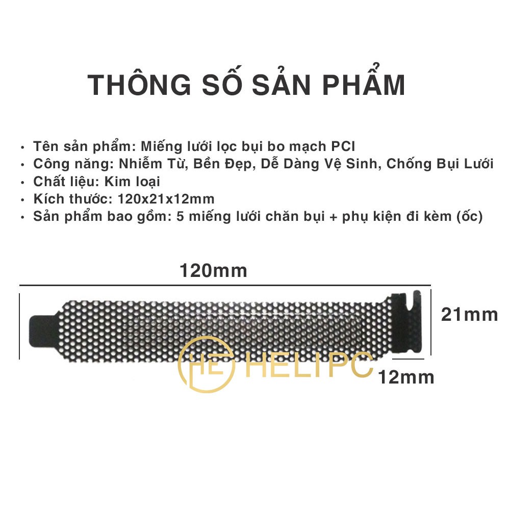 Miếng lưới lọc bụi bo mạch PCI cho máy tính - Nắp lưới khe cắm PCI - Bộ 5 miếng