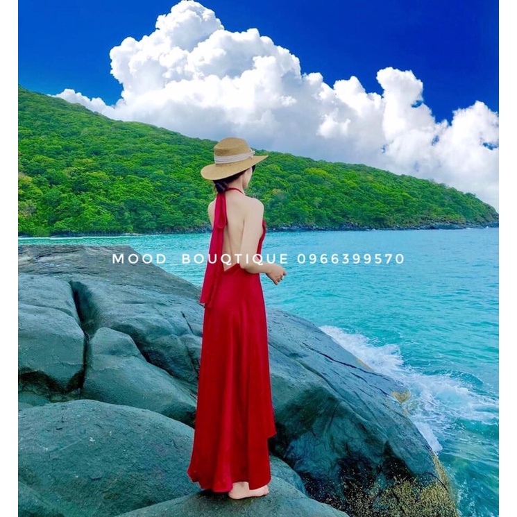 VÁY MAXI ĐI BIỂN HỞ LƯNG KÈM ĐỆM NGỰC