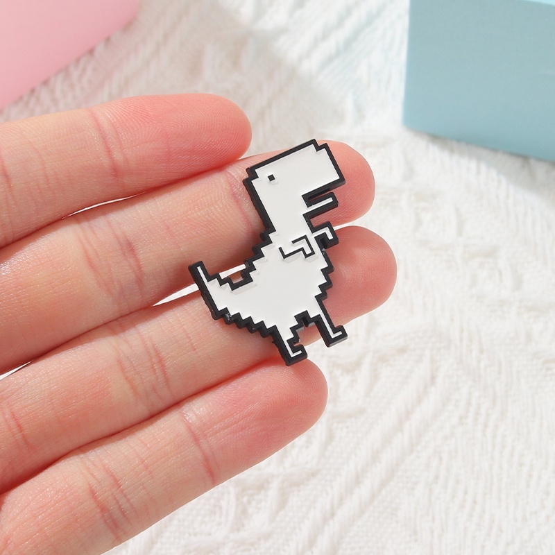 Huy Hiệu Cài Áo Hình Khủng Long Pixel / Tyrannosaurus Rex Bằng Hợp Kim Tráng Men Thời Trang Cho Nữ