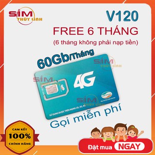 Sim 4G Viettel 💝FREE6THÁNG💝 V90  V120 Sim 4G tốc độ cao, Miễn Phí 60Gb mỗi Tháng (2GB/Ngày), gọi nội mạng miễn phí