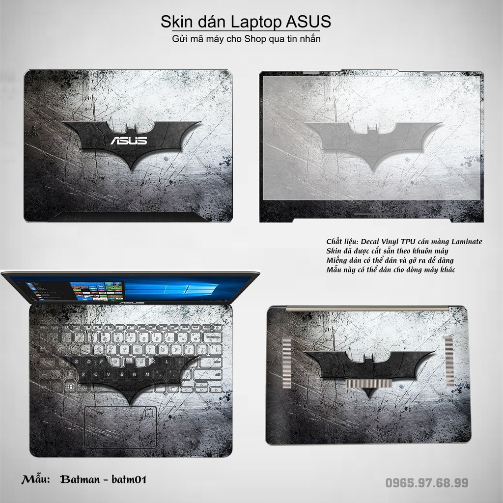 Skin dán Laptop Asus in hình Người dơi (inbox mã máy cho Shop)