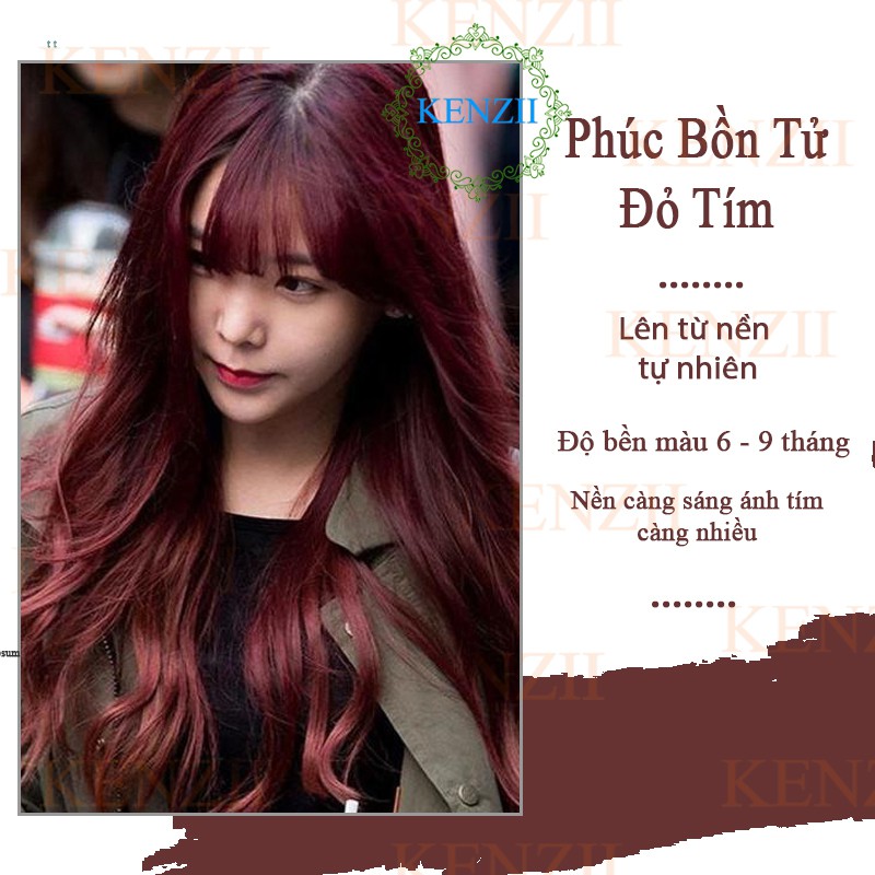 Thuốc Nhuộm Tóc Màu Phúc Bồn Tử 💝 Tặng Trợ Nhuộm 💝 Kenzii Lên Từ Nền Nâu 5 - 6 ( Thuốc Nhuộm Tóc Đỏ Tím )