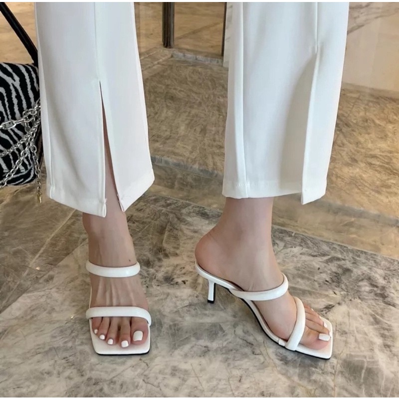 guốc 2 quai mảnh 7f, mũi vuông, siêu xinh