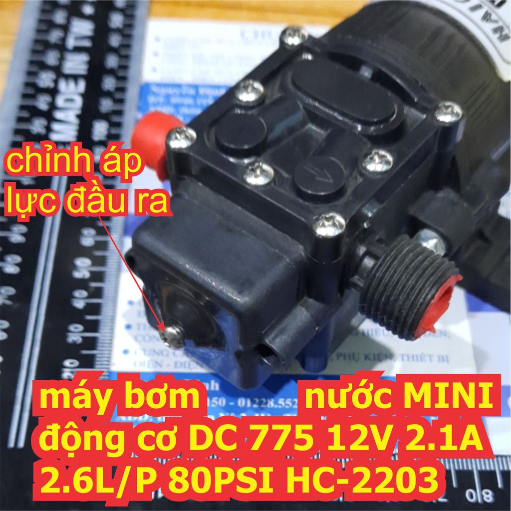 máy bơm nước MINI động cơ DC 775 12V 2.1A 2.6L/P 80PSI HC-2203 kde6784